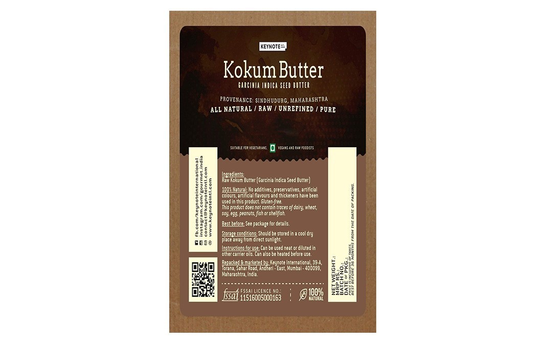 Keynote Kokum Butter - Garcinia Indica Seed Butter   Box  1 kilogram